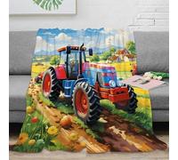 NGGADIWEG 3D Imprimé Farm scène Jeté de Canapé Microfibre Chaud Dessin animé Rural Couverture Compact Lavable en Machine pour Voyageurs Campeurs Familles 50x60inch(127x152cm)