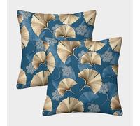 NGGADIWEG 3D, Imprimé Feuilles de Ginkgo and Small Flowers Taies d'oreiller Décoratif Canapé Carré Housses De Coussin Lot De 2 D'été d'automne Housse Coussin pour Salon Canape Deco 40x40cm