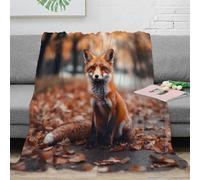 NGGADIWEG 3D Imprimé Fox in Autumn Couverture Polaire Microfibre Sauvage Animal Photo Plaid Confortable Toutes Saisons pour Jeunes Adultes Locataires Étudiants 50x60inch(127x152cm)