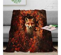 NGGADIWEG 3D Imprimé Fox in Autumn Leaves Plaid de Voyage Microfibre Compact Nature Wildlife Art Couverture Anti-Bouloche pour Campeurs Adultes Jeunes 50x60inch(127x152cm)