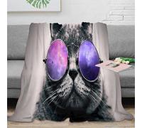 NGGADIWEG 3D Imprimé Galaxy Glasses Couverture Microfibre Inaltérable Stylish Animal Plaid Chaud Cadeau Emménagement pour Nouveaux Propriétaires 80×90inch(200x230cm)