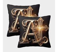 NGGADIWEG 3D, Imprimé Gildé A Taies d'oreiller Décoratif Canapé Carré Housses De Coussin Lot De 2 pour Canapé Salon Chambre Chaise Maison Décoration 50x50cm