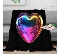 NGGADIWEG 3D Imprimé Heart Shaped lumière Couverture Moelleuse Microfibre Literie Colorful Gradient Couverture de Lit Lavable en Machine pour Jeunes Gammers Locataires 50x60inch(127x152cm)