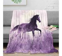 NGGADIWEG 3D Imprimé Horse Galloping Plaid de Salon Microfibre Moelleux Aquarelle Animal Couverture Antistatique Lavable en Machine pour Propriétaires Locataires Jeunes 40x50inch(100x130cm)