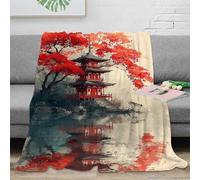 NGGADIWEG 3D Imprimé Japanese Pagoda Jeté de Canapé Microfibre Doux Traditionnel Architecture Couverture de Voyage Compact pour Étudiants Campeurs Jeunes 70×80inch(180x200cm)