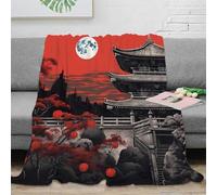 NGGADIWEG 3D Imprimé Japanese Temple Jeté de Canapé Microfibre Chaud Traditionnel Architecture Couverture Compacte pour Jeunes Adultes Salariés Voyageurs 80×90inch(200x230cm)