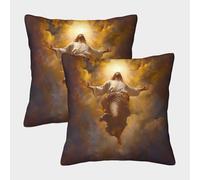 NGGADIWEG 3D, Imprimé Jésus Taies d'oreiller Décoratif Canapé Carré Housses De Coussin 2 Pièces Coussin Canape pour Chambre, Canapé, Chaise, Lit,Jardin 40x40cm
