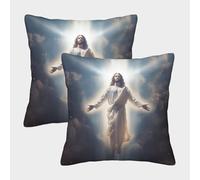 NGGADIWEG 3D, Imprimé Jésus Taies d'oreiller Décoratif Canapé Carré Moderne Housses Coussins Lot De 2 pour Canapé Salon Chambre Chaise Maison Décoration 50x50cm