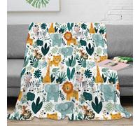 NGGADIWEG 3D Imprimé Jungle Animals Plaid de Salon Microfibre Literie Children's Playful Couverture Polaire Respirante Lavable en Machine pour Locataires Familles Enfants 60x80inch(150x200cm)