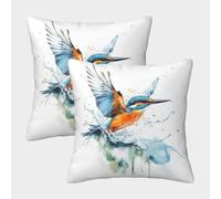 NGGADIWEG 3D, Imprimé Le Le Kingfisher Taies d'oreiller Décoratif Canapé Carré Housses De Coussin Lot De 2 D'été d'automne Housse Coussin pour Salon Canape Deco 40x40cm