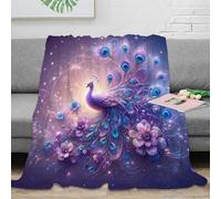 NGGADIWEG 3D Imprimé Magical Peacock Couverture Polaire Microfibre Literie Fantastique Art Illustration Couverture Légère Lavable en Machine pour Foyers Jeunes Invités 70×80inch(180x200cm)