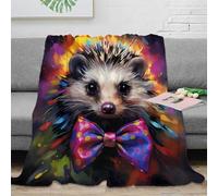 NGGADIWEG 3D Imprimé Mignon Hedgehog Plaid de Salon Microfibre Literie Artistique Colorful Couverture Polaire Cadeau pour Voyageurs Aventuriers 80×90inch(200x230cm)