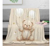 NGGADIWEG 3D Imprimé Mignon Teddy Bear Plaid de Salon Microfibre Literie Dessin animé Illustration Couverture Polaire Cadeau pour Voyageurs Aventuriers 80×90inch(200x230cm)