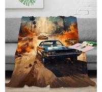 NGGADIWEG 3D Imprimé Muscle Car Jeté de Canapé Microfibre Chaud Action Packed Movie Couverture Cadeau Mariage pour Jeunes Mariés Couples 70×80inch(180x200cm)