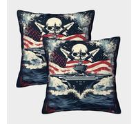 NGGADIWEG 3D, Imprimé Navire de Guerre Taies d'oreiller Décoratif Canapé Carré Moderne Housses Coussins Lot De 2 D'été d'automne Housse Coussin pour Salon Canape Deco 40x40cm