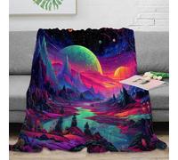 NGGADIWEG 3D Imprimé néon Planet Landscape Jeté de Canapé Microfibre Literie Vif sci FI Art Couverture Toutes Saisons pour Jeunes Adultes Locataires 60x80inch(150x200cm)