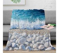 NGGADIWEG 3D Imprimé Ocean Wave Crash Jeté de Lit Microfibre Literie Beach Stone Texture Art Plaid de Salon Légère pour Jeunes Gammers Colocataires 50x60inch(127x152cm)