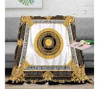 NGGADIWEG 3D Imprimé Ornate Gold Frame Plaid Microfibre Toutes Saisons Baroque Decorative Couverture de Lit Anti-Bouloche pour Jeunes Gammers Salariés 40x50inch(100x130cm)