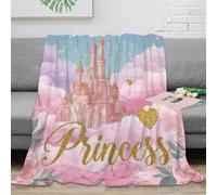 NGGADIWEG 3D Imprimé Princess Castle Couverture de Lit Microfibre Chaude Fantastique Fairy Tale Jeté de Canapé Cadeau Noël pour Amoureux Famille 40x50inch(100x130cm)