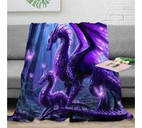 NGGADIWEG 3D Imprimé Purple Dragon Fantastique Couverture de Lit Microfibre Literie Magical Forest Art Jeté de Salon Doux Inaltérable pour Familles Enfants Foyers 40x50inch(100x130cm)