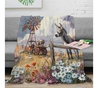 NGGADIWEG 3D Imprimé Rural Landscape Jeté de Canapé Microfibre Doux Vintage Farm scène Couverture de Voyage Compact Lavable en Machine pour Voyageurs Campeurs Familles 70×80inch(180x200cm)