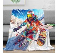 NGGADIWEG 3D Imprimé Skiing Action Plaid de Salon Microfibre Literie Colorful Motion Couverture Polaire Cadeau pour Voyageurs Aventuriers 60x80inch(150x200cm)
