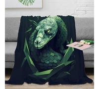 NGGADIWEG 3D Imprimé Snake Head Art Couverture Moelleuse Microfibre Low Poly Green Design Jeté de Canapé Légère pour Étudiants Locataires Jeunes Adultes 50x60inch(127x152cm)