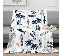 NGGADIWEG 3D Imprimé Surfing Design Plaid de Salon Microfibre Literie Tropical Beach Couverture Polaire Cadeau pour Voyageurs Aventuriers 80×90inch(200x230cm)