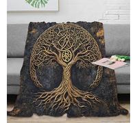 NGGADIWEG 3D Imprimé Tree Design Jeté de Canapé Microfibre Literie Ornamental Knotwork Couverture Toutes Saisons pour Jeunes Adultes Locataires 70×80inch(180x200cm)