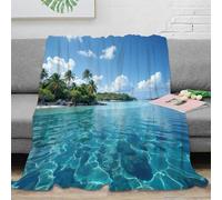 NGGADIWEG 3D Imprimé Tropical Beach Couverture de Lit Microfibre Antistatique Paradise Island Jeté de Canapé Lavable en Machine pour Jeunes Locataires Voyageurs 40x50inch(100x130cm)