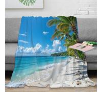 NGGADIWEG 3D Imprimé Tropical Beach Couverture de Lit Microfibre Douce Paradise Island Jeté de Canapé Cadeau Anniversaire pour Amis Collègues Proches 40x50inch(100x130cm)