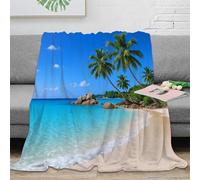 NGGADIWEG 3D Imprimé Tropical Beach Plaid de Salon Microfibre Literie Paradise Island scène Couverture Polaire Cadeau pour Voyageurs Aventuriers 80×90inch(200x230cm)