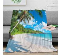 NGGADIWEG 3D Imprimé Tropical Beach Plaid Microfibre Literie Moelleux Chaud Paradise Island scène Couverture de Lit Lavable en Machine Anti-Bouloche pour Couples Foyers Invités 40x50inch(100x130cm)