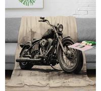 NGGADIWEG 3D Imprimé Vintage Motorcycle Couverture Moelleuse Microfibre Artistique Sketch Jeté de Canapé Cadeau pour Voyageurs Campeurs Aventuriers 60x80inch(150x200cm)