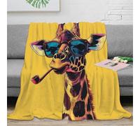 NGGADIWEG 3D Imprimé Wearing Shades Couverture de Lit Microfibre Chaude Artistique Pop Jeté de Canapé Cadeau Anniversaire pour Couples 50x60inch(127x152cm)