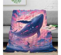 NGGADIWEG 3D Imprimé Whale Swimming Couverture Polaire Microfibre Chaud Fantastique Ocean Art Jeté de Lit Légère pour Étudiants Locataires Jeunes Adultes 40x50inch(100x130cm)