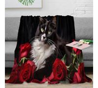 NGGADIWEG 3D Imprimé with Roses Jeté de Canapé Microfibre Doux Stylish Animal Couverture de Voyage Compact Lavable en Machine pour Voyageurs Campeurs Familles 40x50inch(100x130cm)