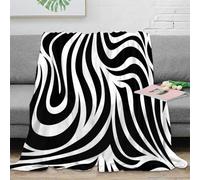 NGGADIWEG 3D Imprimé ZebraPattern Plaid de Salon Microfibre Literie AbstractWaveStyle Couverture Polaire Cadeau pour Voyageurs Aventuriers 70×80inch(180x200cm)