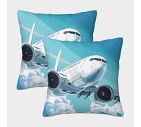 NGGADIWEG Vol Avion, Illustration Aviation Moderne Housse De Coussin avec Impression 3D pour Hommes Légère Lavable en Machine Respirante pour Le Bureau Voiture 45x45cm
