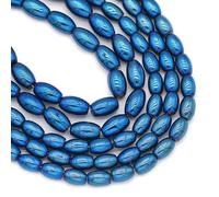 NGHRDGD 6/8MM Grains Ovale Hématite Bleu, Vert, Violet Entretoise Perles en Vrac pour La Fabrication De Bijoux Bracelet À Bricoler Soi-Même Collier-Bleu-4x6mm 62 pièces