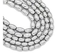 NGHRDGD 6/8MM Grains Ovale Hématite Bleu, Vert, Violet Entretoise Perles en Vrac pour La Fabrication De Bijoux Bracelet À Bricoler Soi-Même Collier-Argent-4x6mm 62 pièces