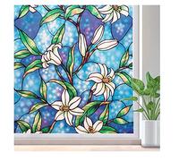 NGHSDO Film Fenetre Anti Regard Vitrail vitrail Film Couleur Fleur Flower Motif de confidentialité Film Verre Décoratif Film de vitre Colle Sticker Film pour Vitre (Color : 60x200cm)