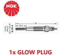 NGK Bougie de préchauffage Y-107R (1229) Métallique 10,5V 0,1Ω pour Asia Motors, Mazda, Ford