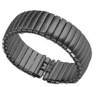 NGNKMPMCTK Bracelet élastique en Acier Inoxydable for Montre Swatch, 17 mm, 19 mm, 20 mm, Extensible, for Homme et Femme(Black-Polished_17mm)