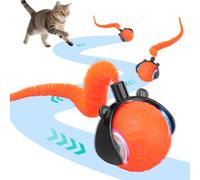 NGOKPYD Jouet Interactif pour Chat, Balle Interactive Automatique Électronique pour Chat, 3 Modes Réglables, avec Queue Esponjueuse, Fonction de Réveil, Idéale pour l’Exercice et Le Divertissement