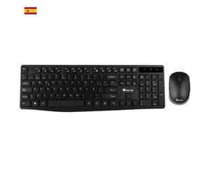 NGS Allure Kit, QWERTY, ES clavier Souris incluse Universel RF sans fil Espagnole Noir