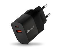 NGS Bud 33W - Chargeur Mural Ultra Rapide avec 2 Ports USB-C (PD & PPS 33W) USB-A (QC 3.0 18W) Compact et Portable pour Smartphones tablettes Ordinateurs Portables Matériaux GaN ignifuges Charge