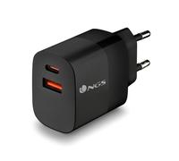 NGS Bud 45 W - Chargeur mural ultra rapide avec 2 ports USB-C(PD & PPS 45 W) USB-A (QC 3.0 18 W) Compact et portable pour smartphones, tablettes, ordinateurs portables, matériaux GAN ignifuges, charge