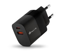 NGS Bud 45 W - Chargeur mural ultra rapide avec 2 ports USB-C(PD & PPS 45 W) USB-A (QC 3.0 18 W) Compact et portable pour smartphones, tablettes, ordinateurs portables, matériaux GAN ignifuges, charge