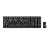 NGS Technology – Kit clavier et souris Cocoa – QWERTY Italien, multimédia, USB filaire, noir